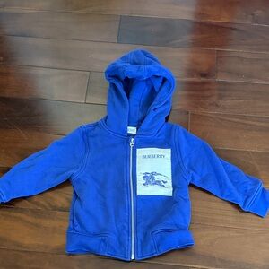 Burberry Kids Royal Blue Zip-Up Hoodie - 18 months